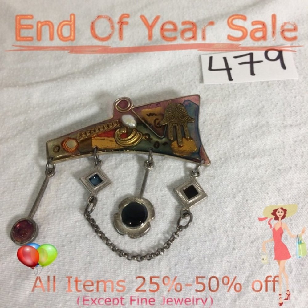 Symbol Brooch- made with glass and silver